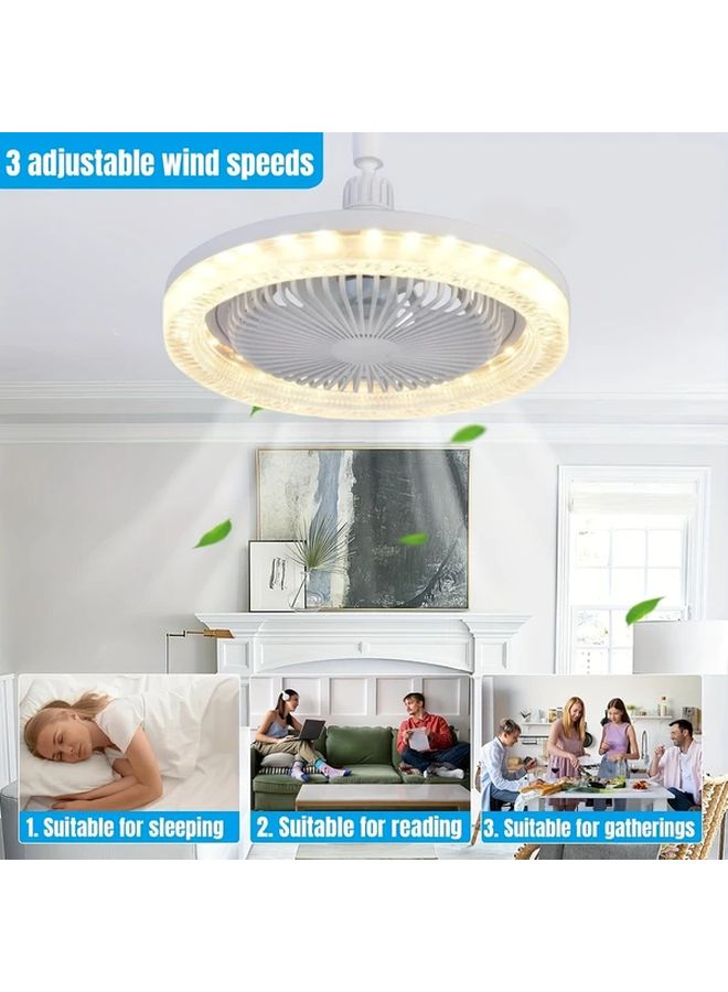 Smart Ceiling Fan Light White Crystal E27 50W Remote Dimmable LED 3 Color 3 Speed Easy Install - Image 5